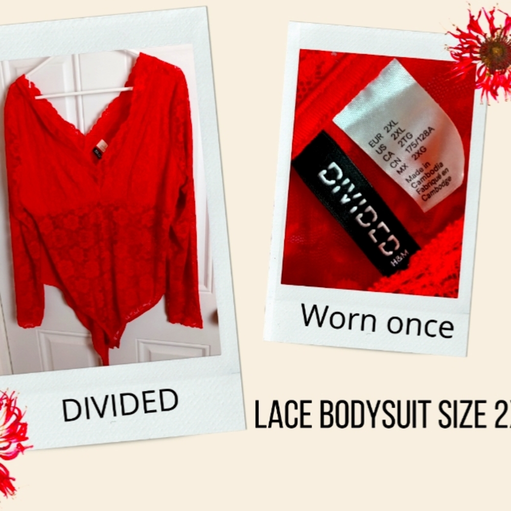 Red lace bodysuit by DIVIDED